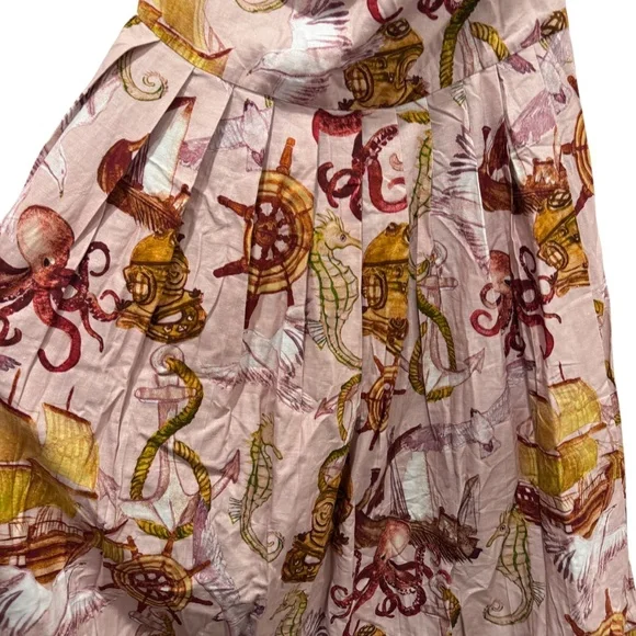 NWT Farm Rio Strappy Linen Maxi Dress Nautical Wonder Casual Beach Pink Sz XL - Picture 8 of 16